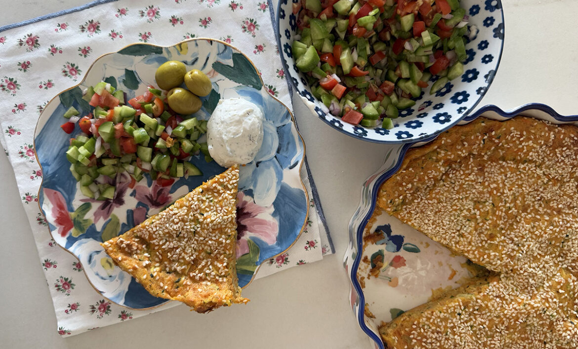 5 Ingredient Zucchini and Carrot Pie with salad