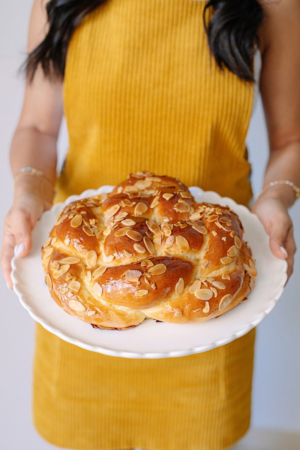 A round, festive challah brushed with honey after baking. Photo: Tal Sivan-Ziporin