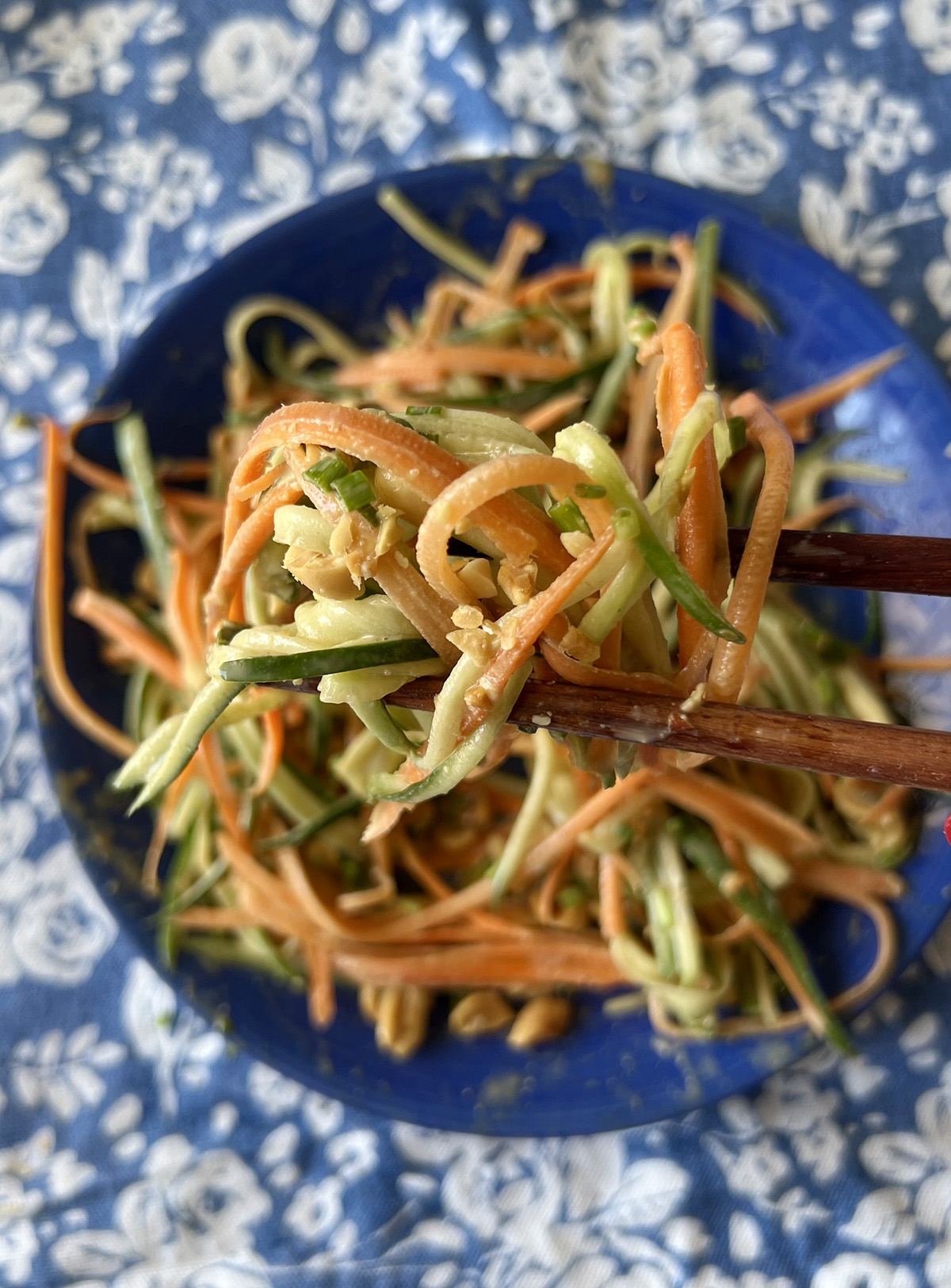 Cucumber Carrot Salad with Peanut Sauce