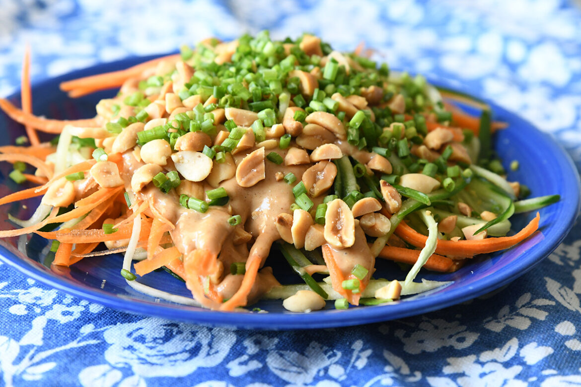 Cucumber Carrot Salad with Peanut Sauce