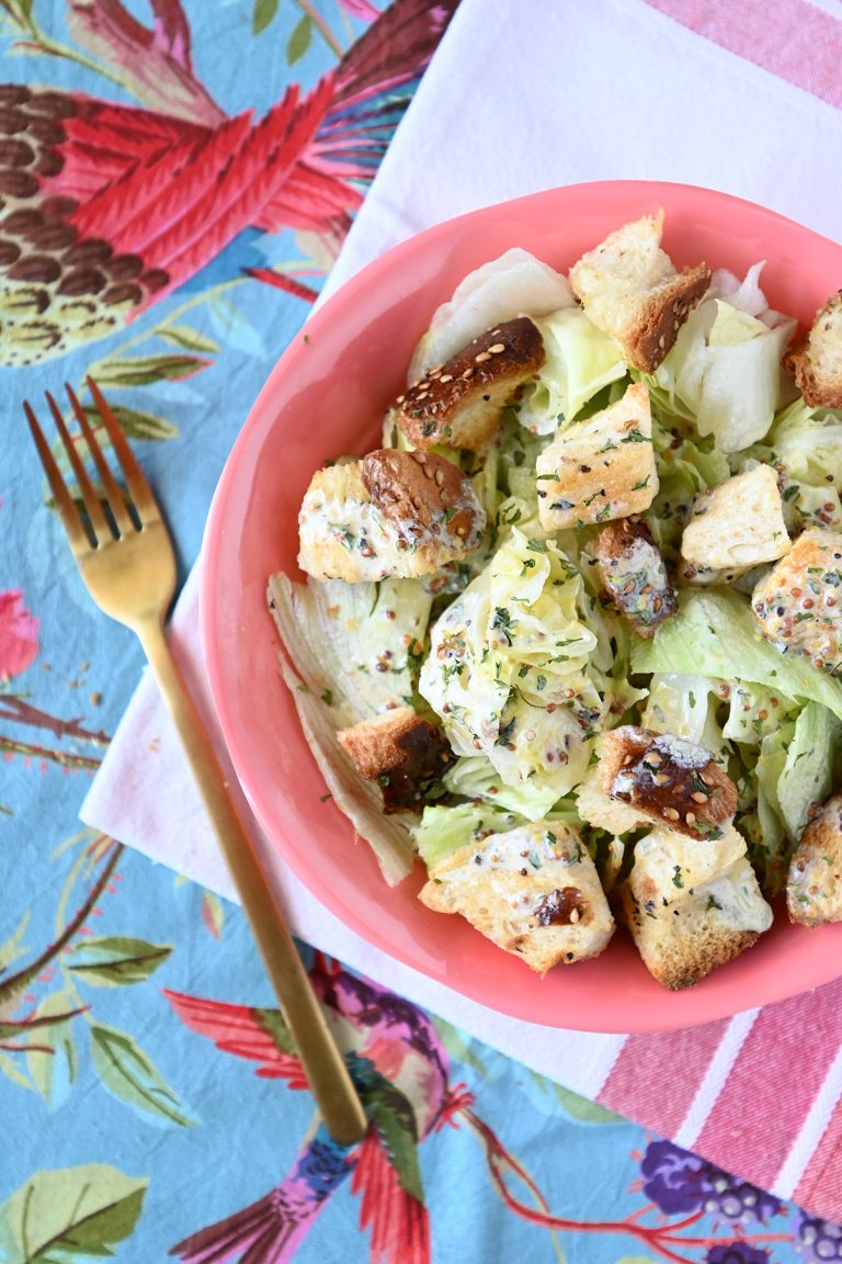 Chopped lettuce, a dressing that only takes a minute, and you have a meal.
