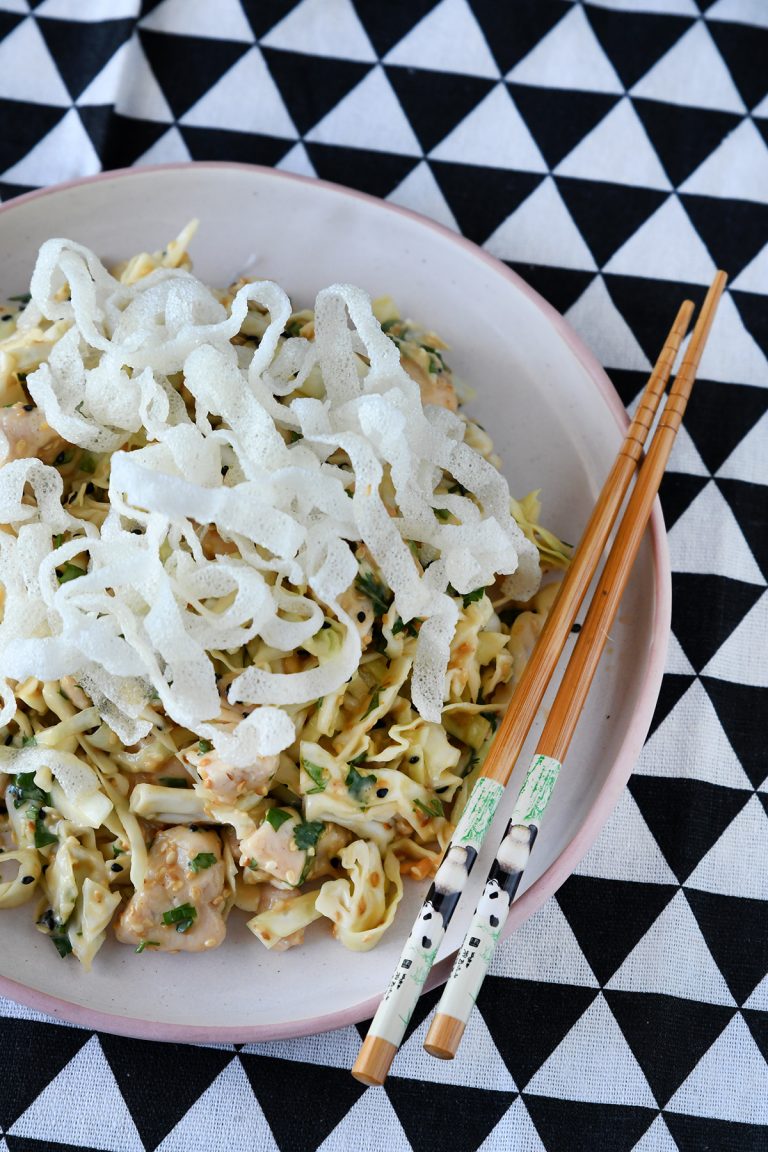 Cabbage Salad with Chicken and Crispy Rice Noodles