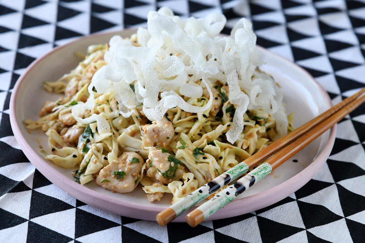 Cabbage Salad with Chicken and Crispy Rice Noodles