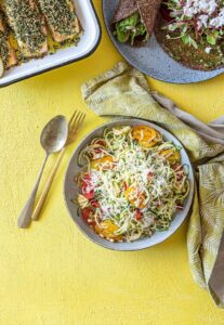 Zoodles with Blistered Tomatoes and Parmesan (Gluten-Free)