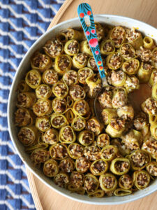 Beef and Rice Stuffed Zucchini Rolls