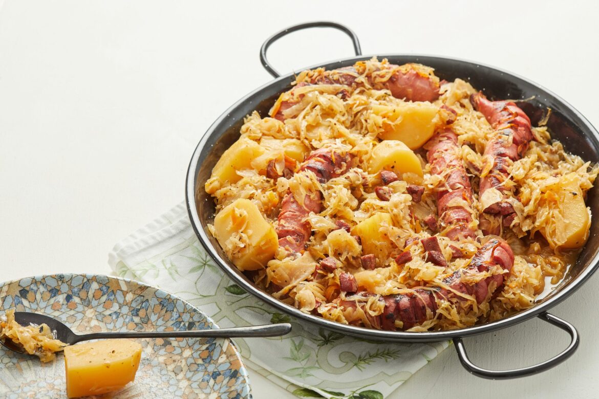 Choucroute – Sauerkraut, Sausage, and Potato Stew