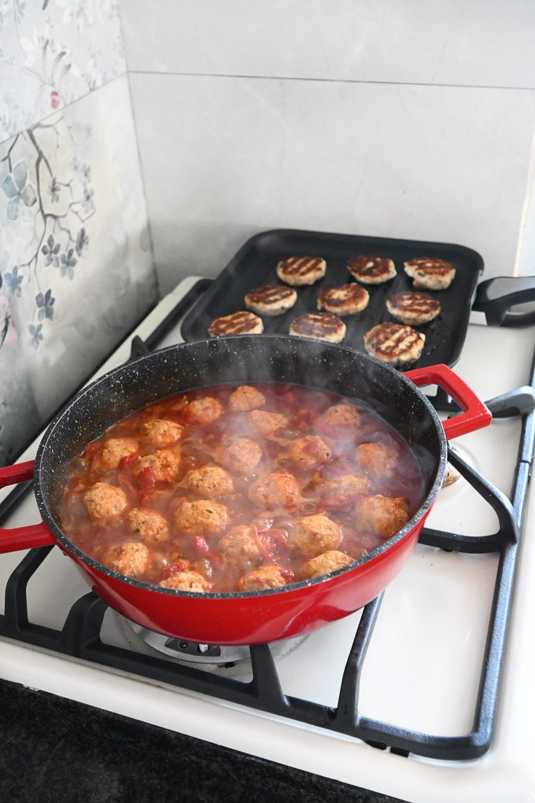 Salmon Patties in Red Sauce