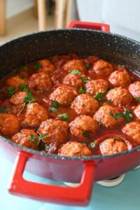Salmon Patties in Red Sauce