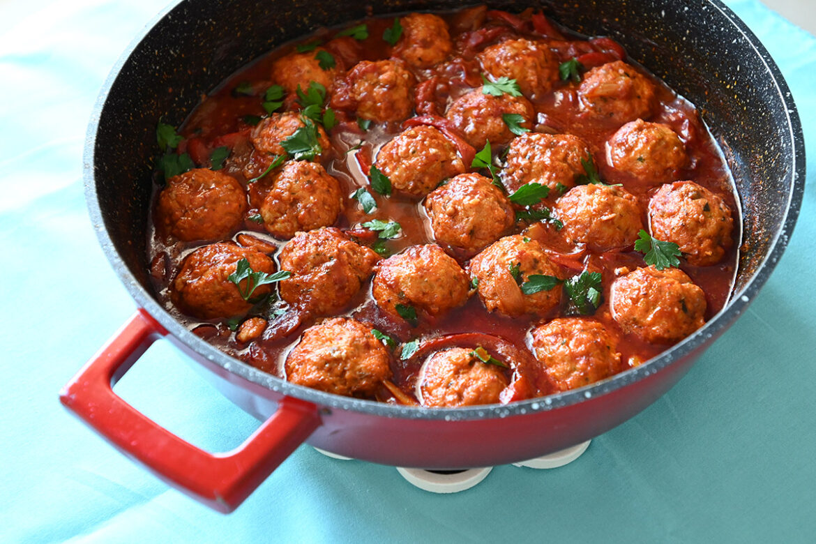 Salmon Patties in Red Sauce