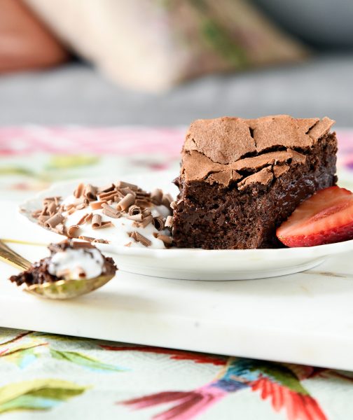 4-Ingredient Chocolate Soufflé Cake