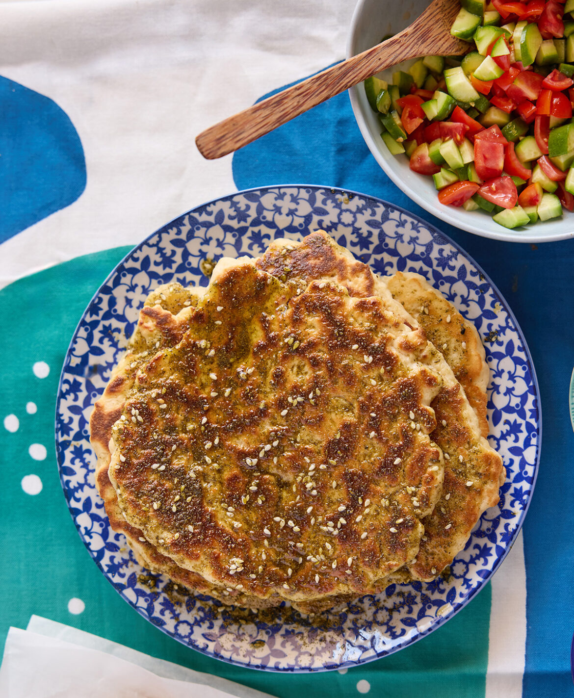 Skillet Yogurt Flatbreads with Za'atar & Sesame