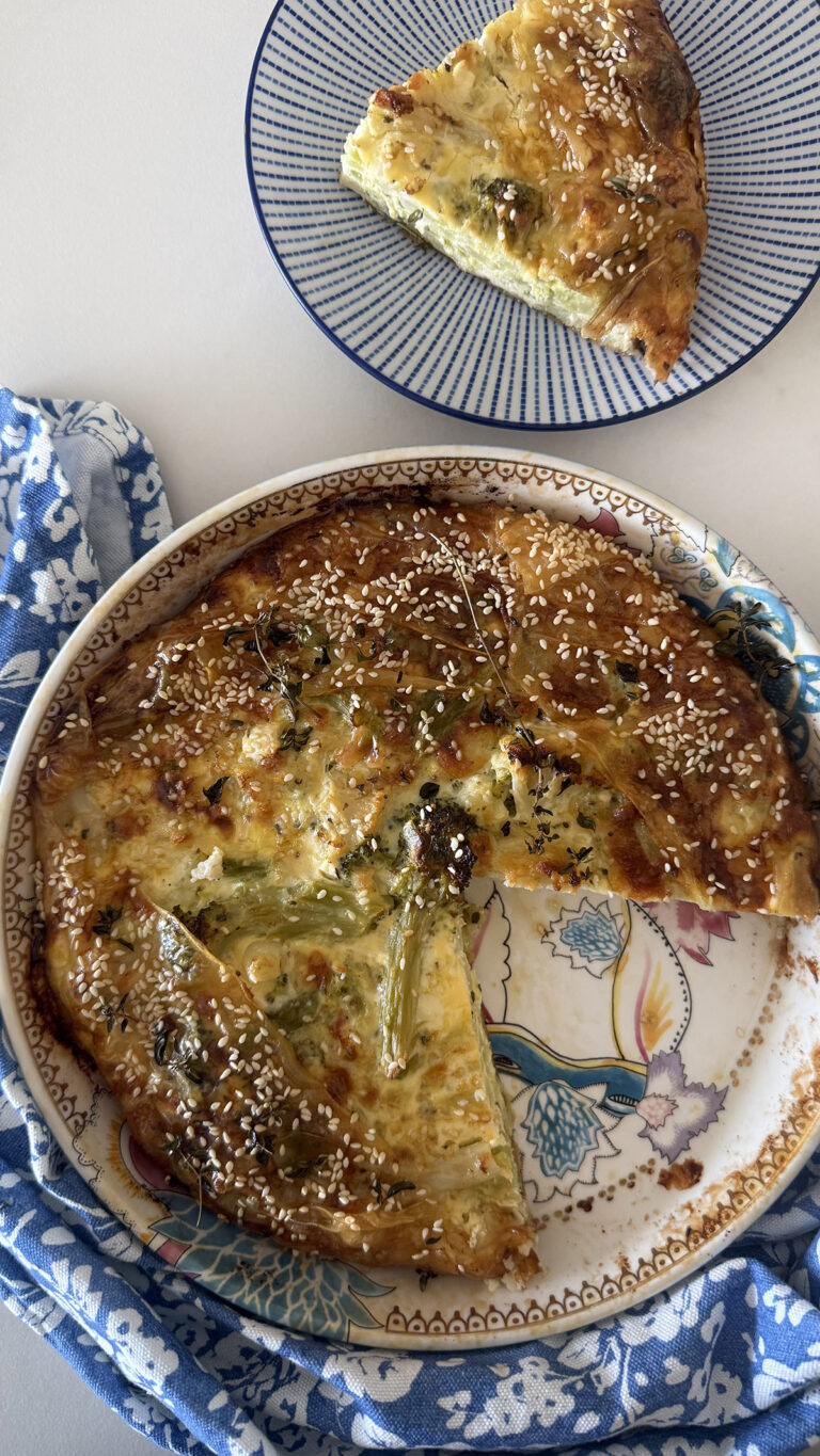Broccoli, Cauliflower & Cheese Rice Paper Tart